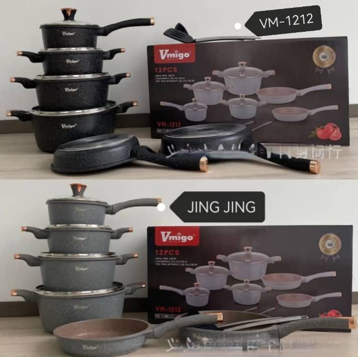 marmite chauffante Ensemble de Casseroles et Poêles Antiadhésifs 12pcs – Image 1