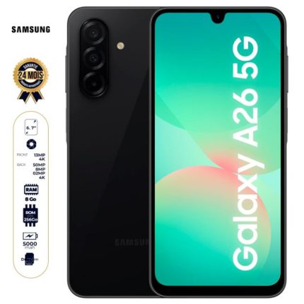 Samsung Galaxy A26 5G - 256 Go - 8Go RAM - 6.7" - Dual Nano SIM - 50MP+8MP+2MP 4k/13MP - 5000mAh - Garantie 2 ans