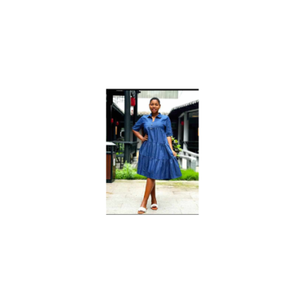 Robe Chemise en Jean à Volants / robe à étages en denim - CLS