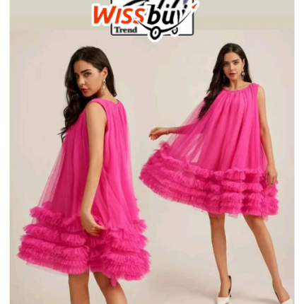 Robe babydoll en tulle/Robe à volants fuchsia -W -GC