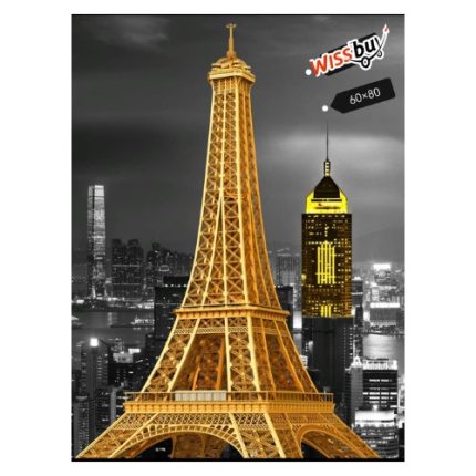Tableau Mural Décorative En Tour Eiffel Dorée 60x80cm – JIN
