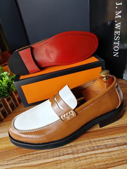 Paire Monsieur / J.M. Weston.-En Cuir/ Couleurs: Marron/Tan