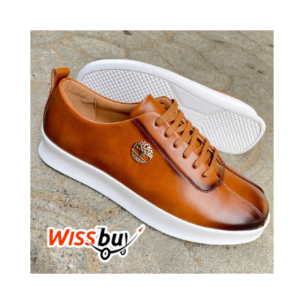 Baskets Basses en Cuir Lisse/Semelle Compensée Blanche et Lacets Assortis-W-FRANCKestlle