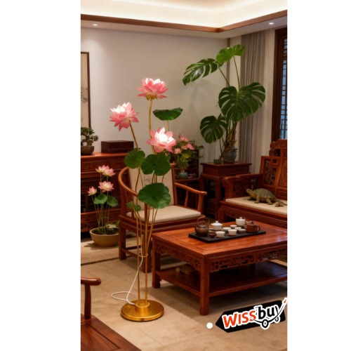 WhatsApp Image 2025-10-22 à 09.37.07_067da849 Lampadaire Décoratif à Fleurs de Lotus / Lampe sur Pied Lotus – Image 1