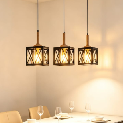 Lustre  5020/3 - Style Cage Bois