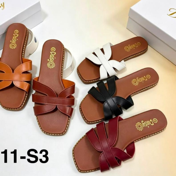 7611-S3 ba Claquettes plates Daisy 7611-S3 croisées – Image 1