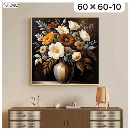 Tableau 60x60-Bouquet Élégance Dorée