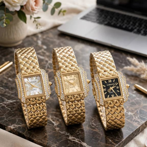 fifth MONTRE LOOKWORLD LUXE QUADRÉE STRASS – Image 1