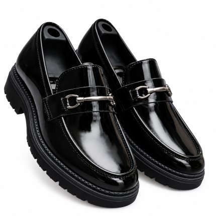 Mocassins Homme Élégants en Cuir Verni Noir