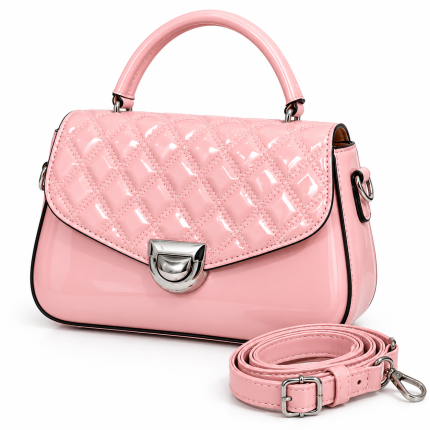 Sac à Main Femme –Rose Vernis avec Bandoulière